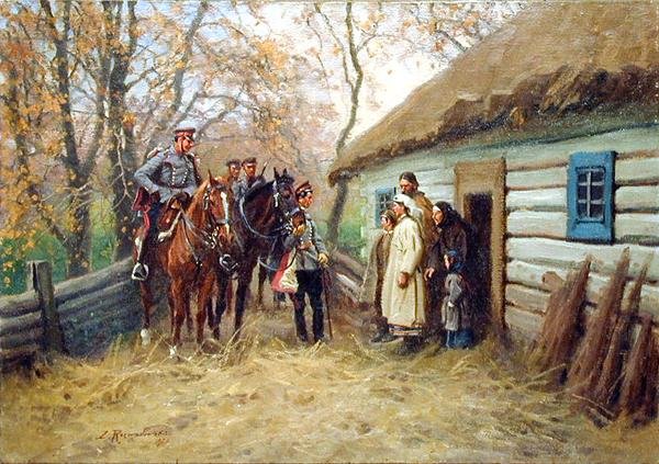 Kavaleripatrulje foran et hus af Zygmunt Rozwadowski