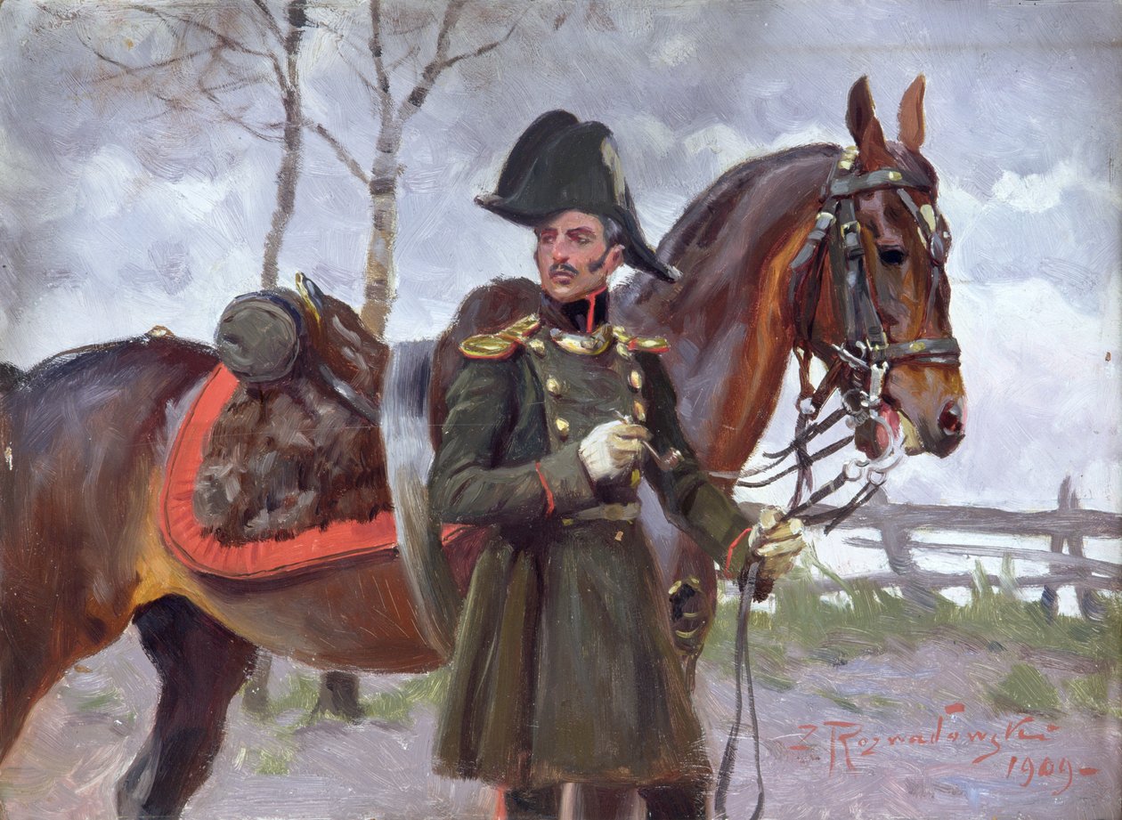 Napoleonsk soldat med en hest af Zygmunt Rozwadowski