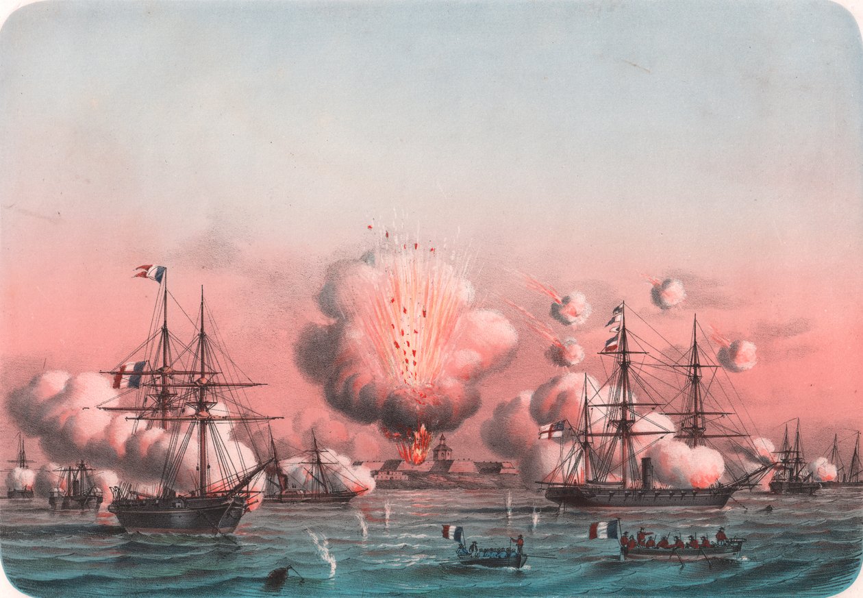 Allierede flåde bombarderer Arabat, 25. maj af William Walcutt
