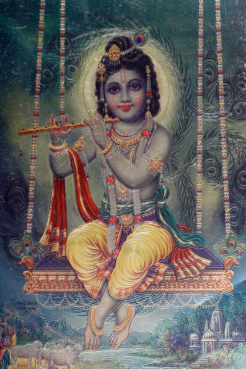 Lord Krishna med fløjte. hinduistisk gud. af . .