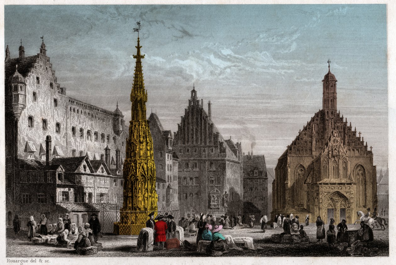 Nürnberg, omkring 1830 (gravering) af . .