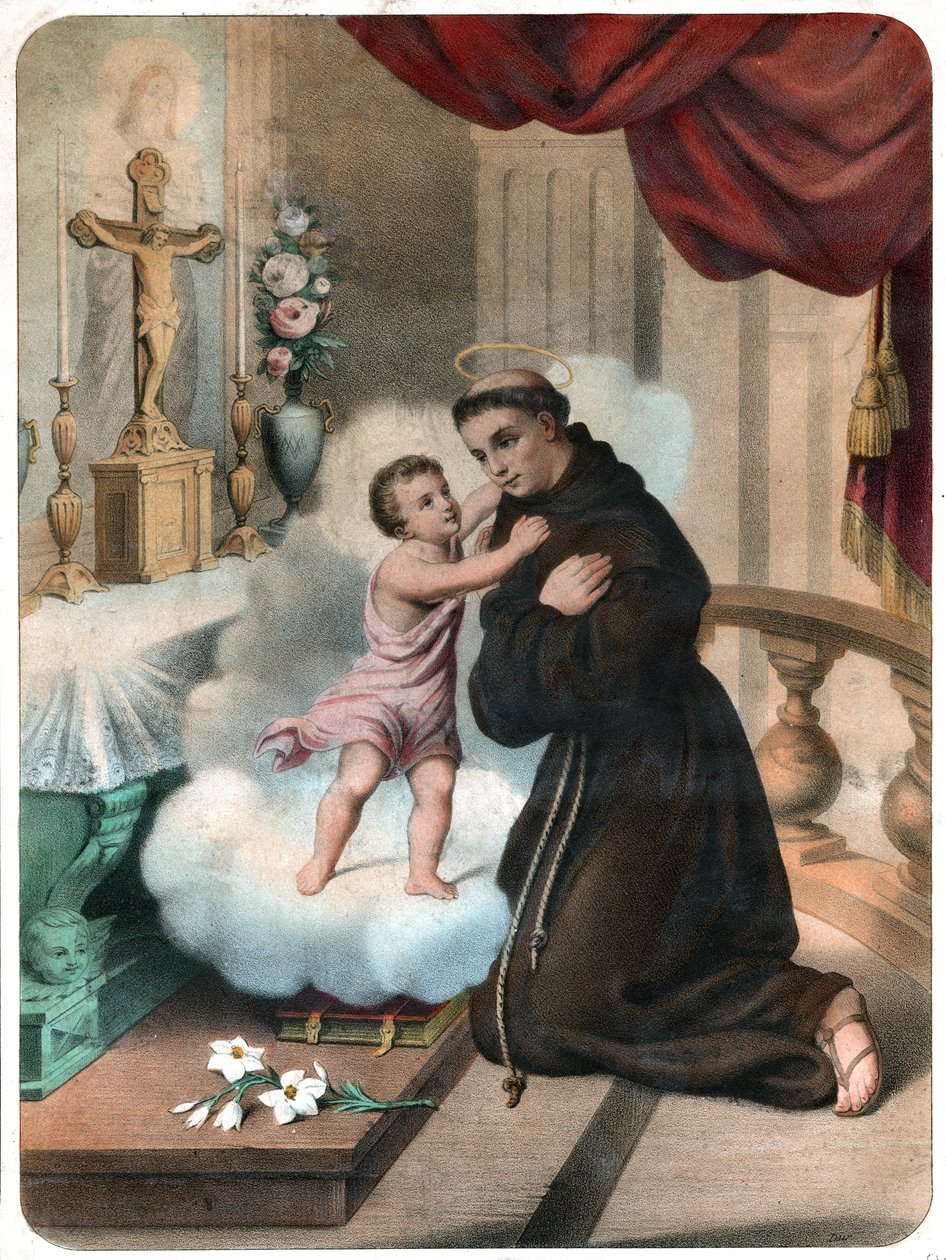 Sankt Antonius af Padova, omkring 1850 (gravering) af . .