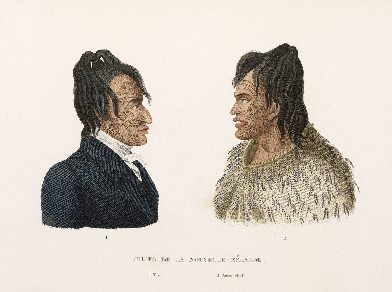 Tatoverede maori-høvdinge fra New Zealand af Frederick (attr. to) Barnard