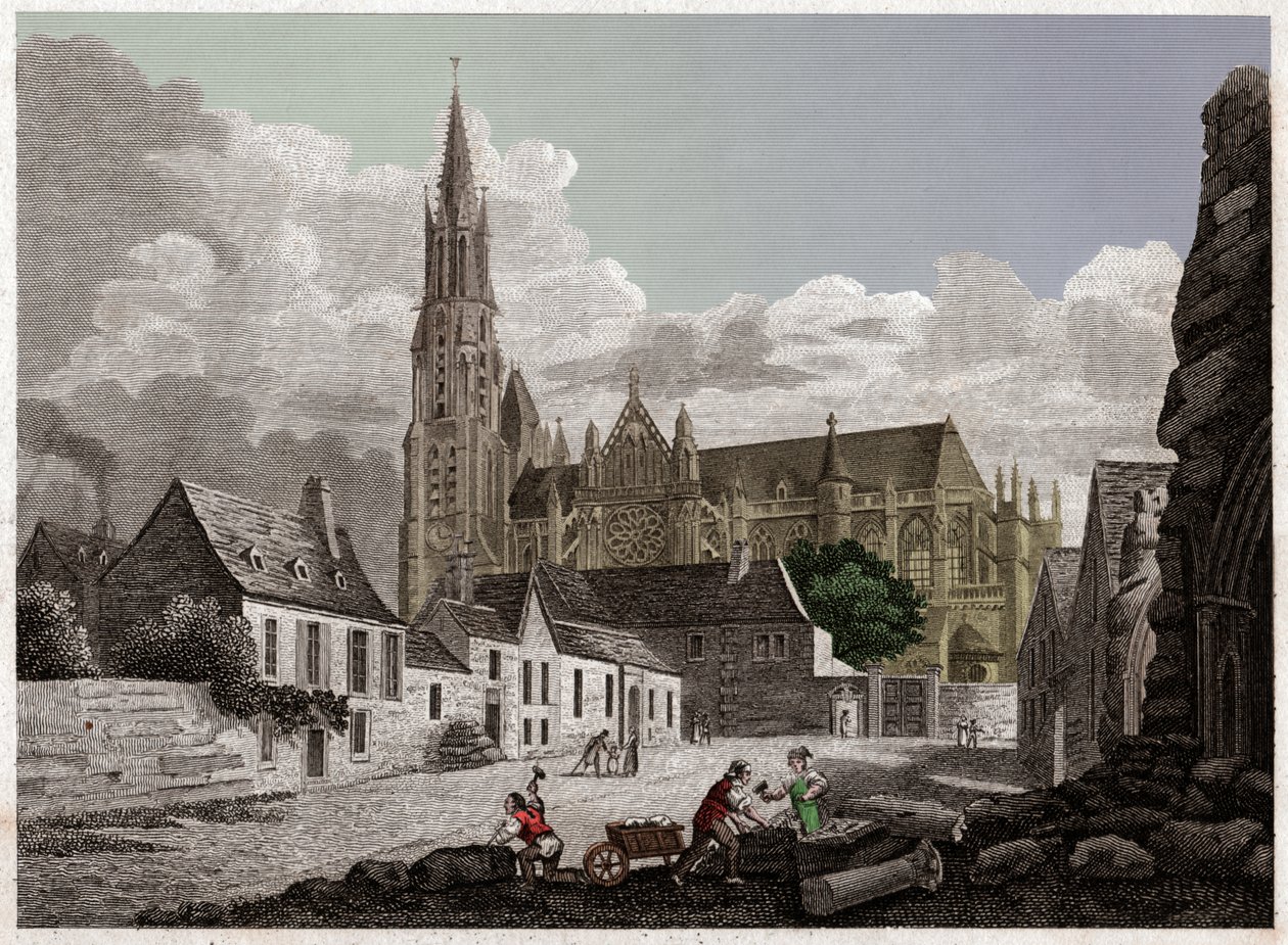 Senlis katedral. omkring 1840 (gravering) af . .