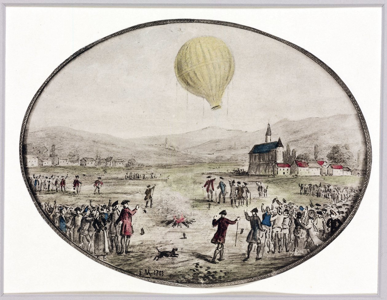Den første offentlige ballonopstigning, 5. juni 1783 af Frederick (attr. to) Barnard