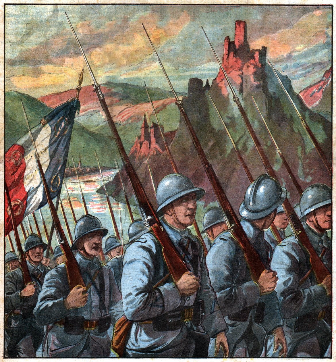 franske tropper i Rhinlandet. franske tropper i Rheinland. af Ferdinand Georg Waldmuller