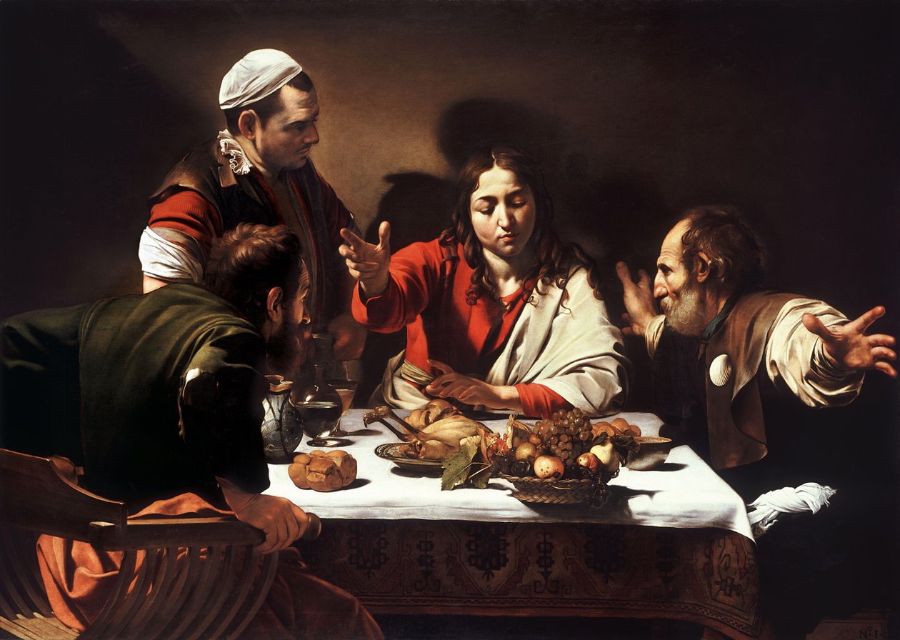 Aftensmad i Emmaus af Michelangelo Merisi da  Caravaggio