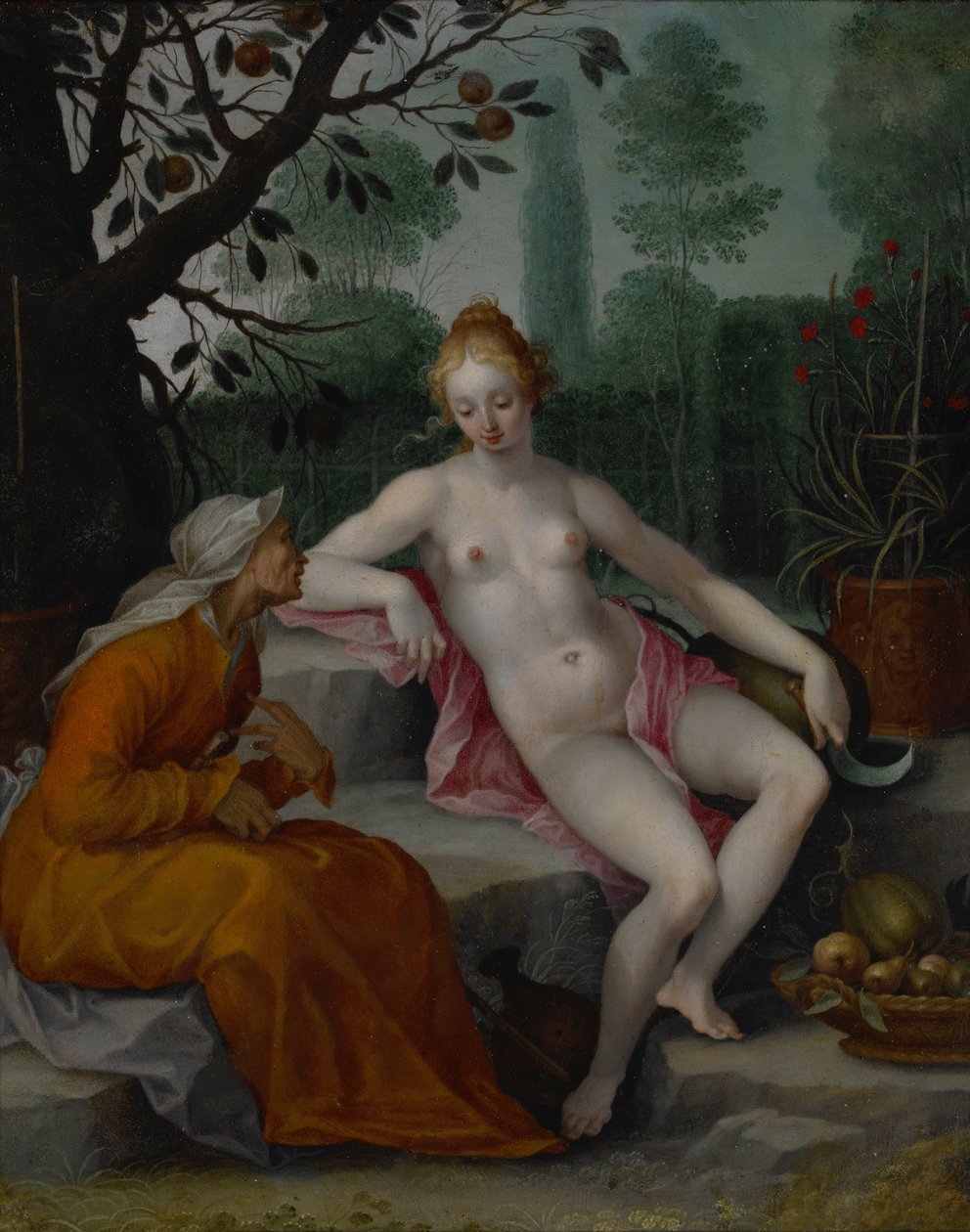 Vertumnus og Pomona af Abraham Bloemaert