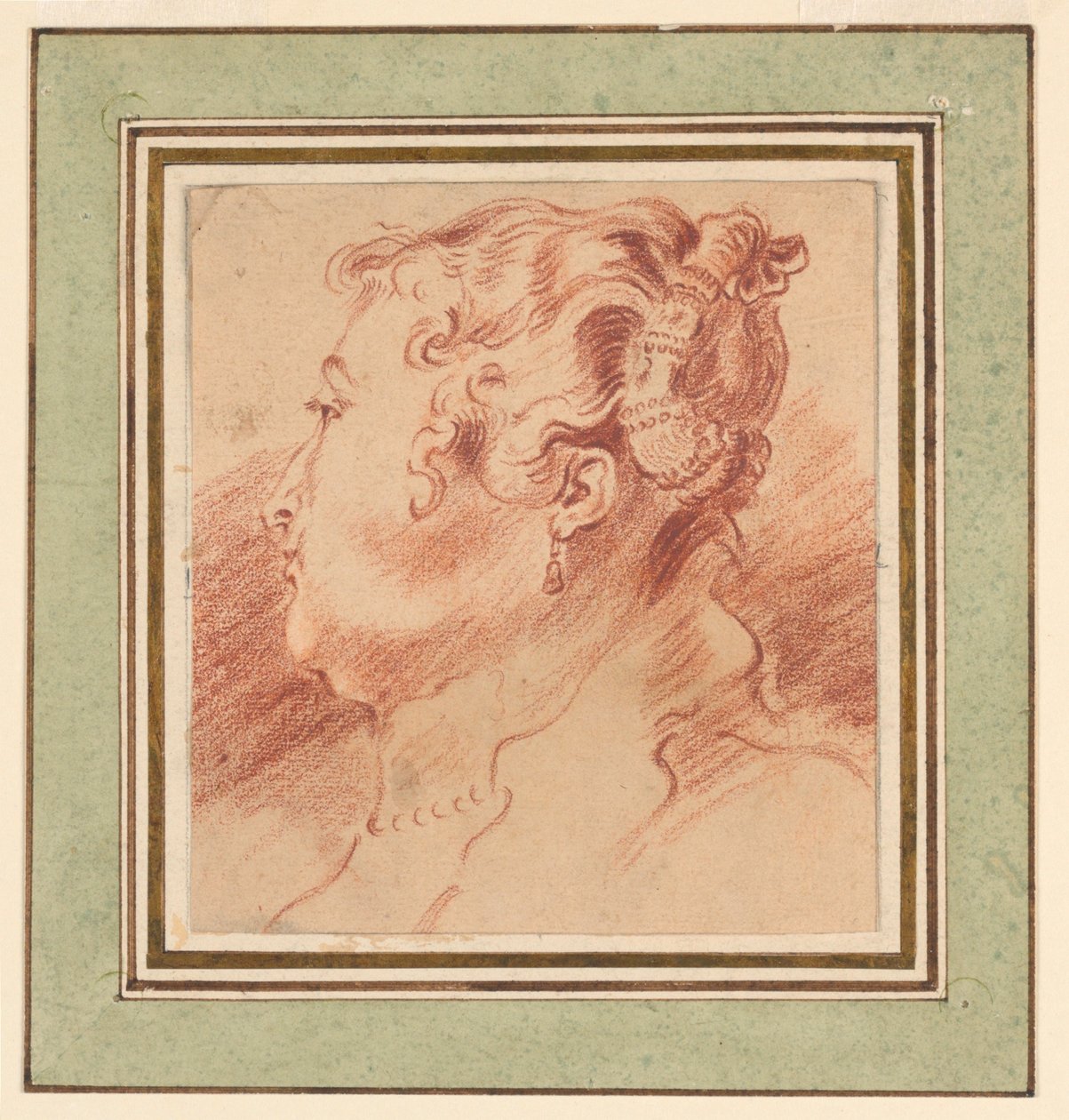 Studie af kvindens hoved af after Antoine Watteau