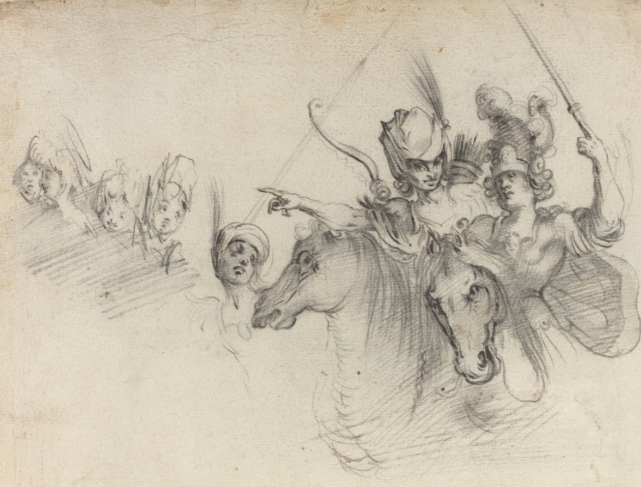 Figurer på hesteryg [verso] af after Jacques Bellange