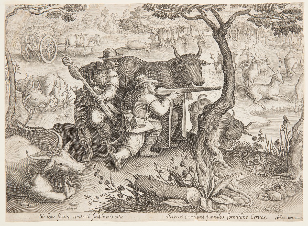 Hjortejagt af after Jan van der Straet, called Stradanus