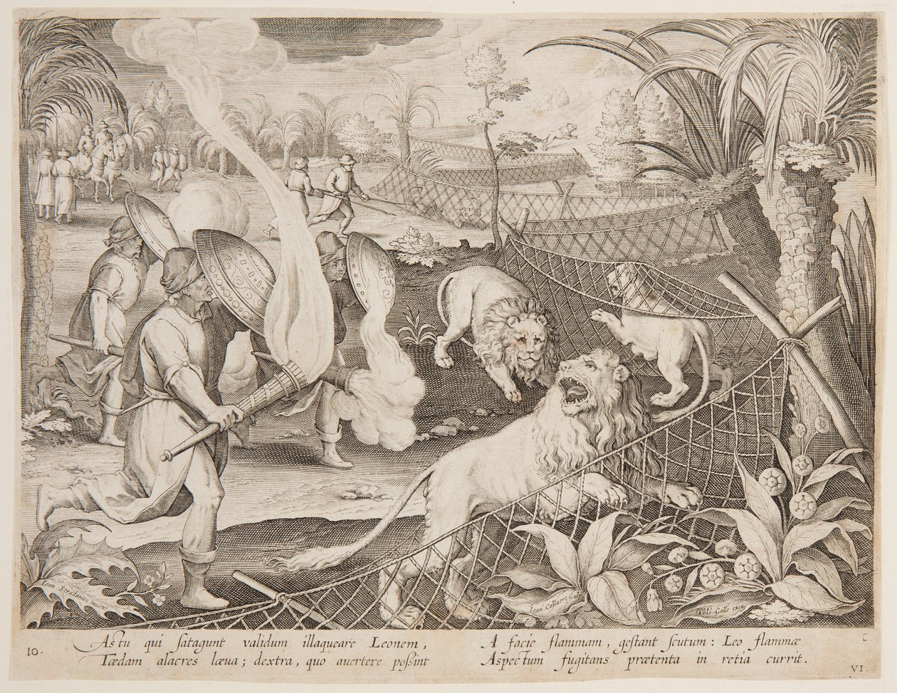 Løvefælde af after Jan van der Straet, called Stradanus