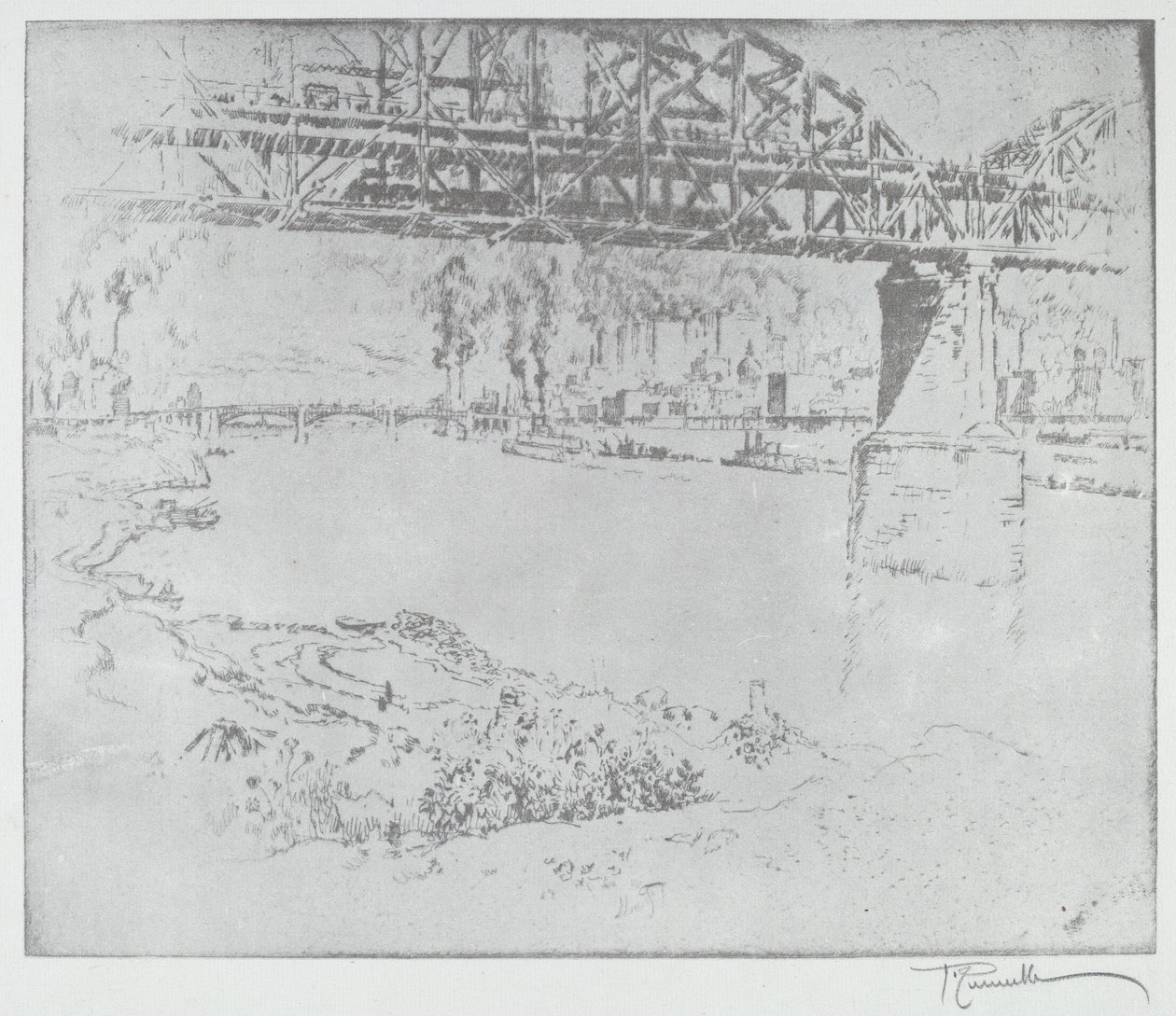 The City Bridge, St. Louis [nederst] af after Joseph Pennell