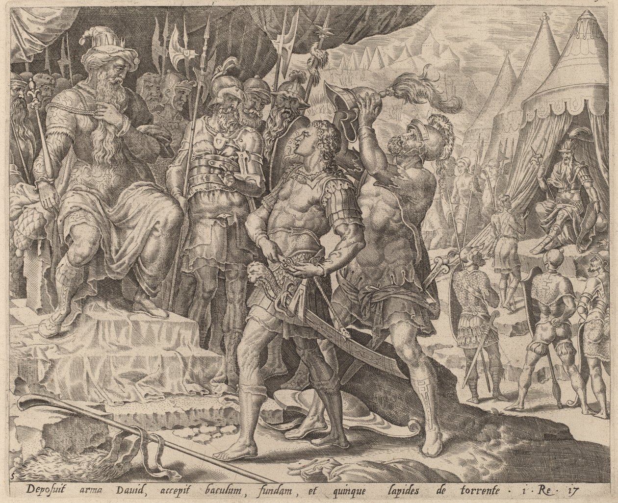 David bevæbnet før Saul af after Maerten van Heemskerck