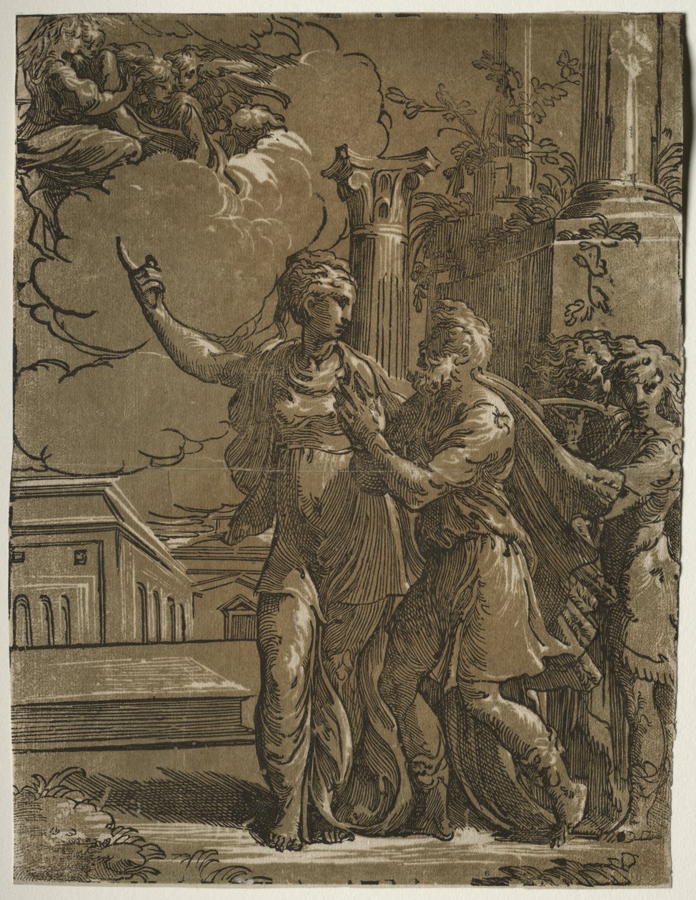 Tiburtinske Sibyl og kejser Augustus af after Parmigianino