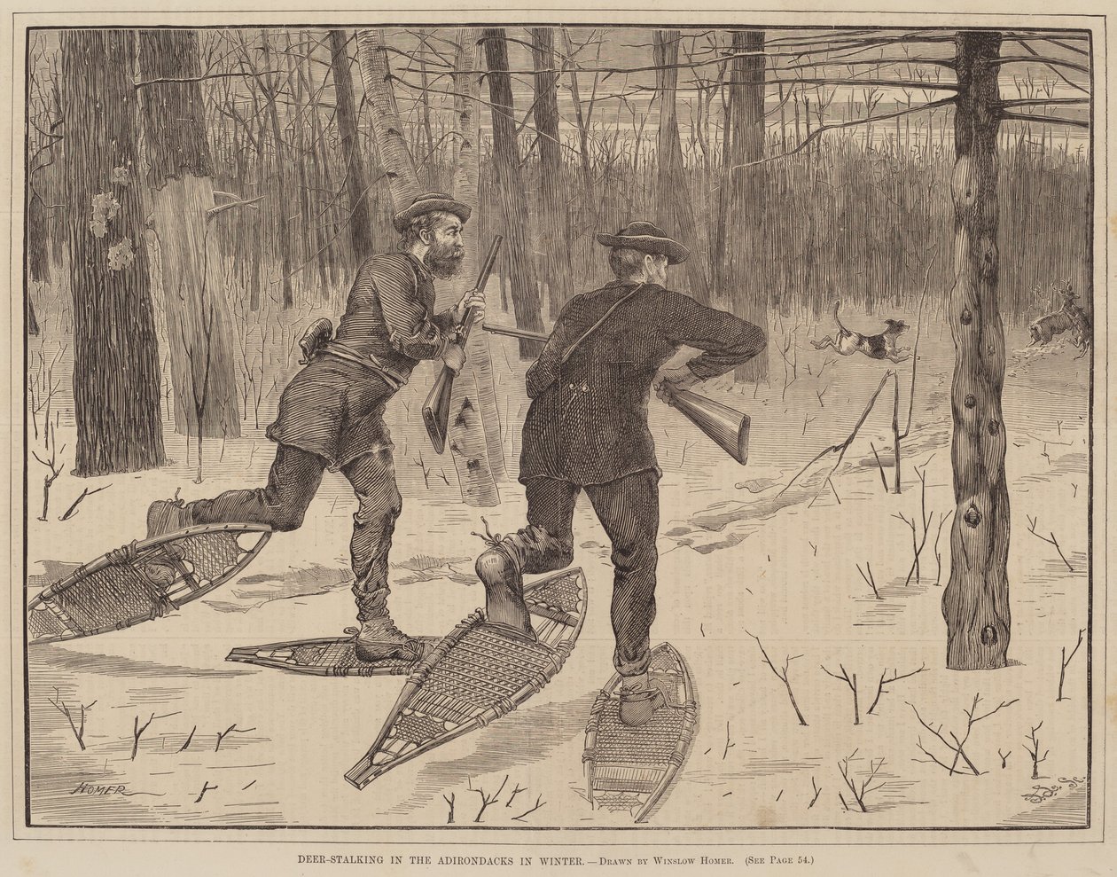 Deer-Stalking i Adirondacks om vinteren af after Winslow Homer