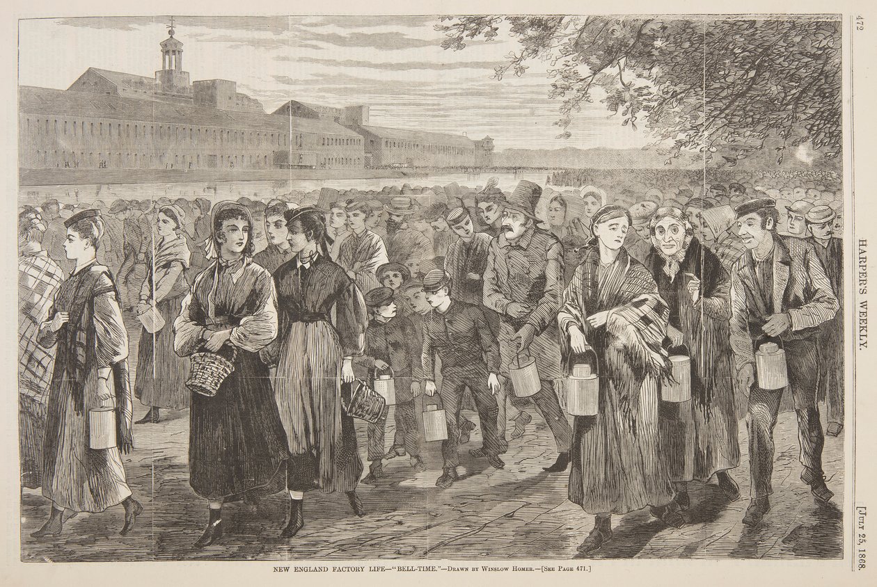 New England Factory Life – "Bell-Time" af after Winslow Homer