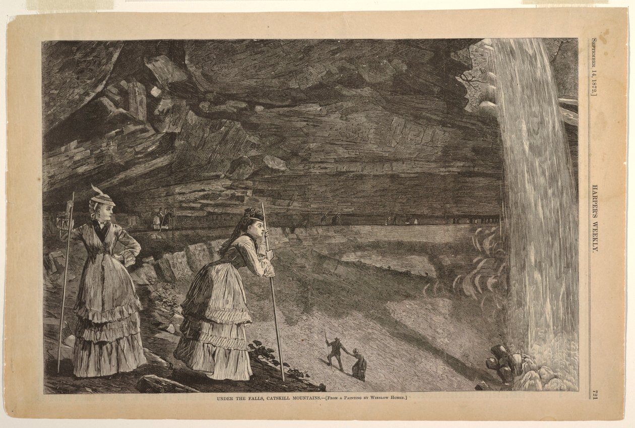 Under vandfaldet, Catskill-bjergene af after Winslow Homer