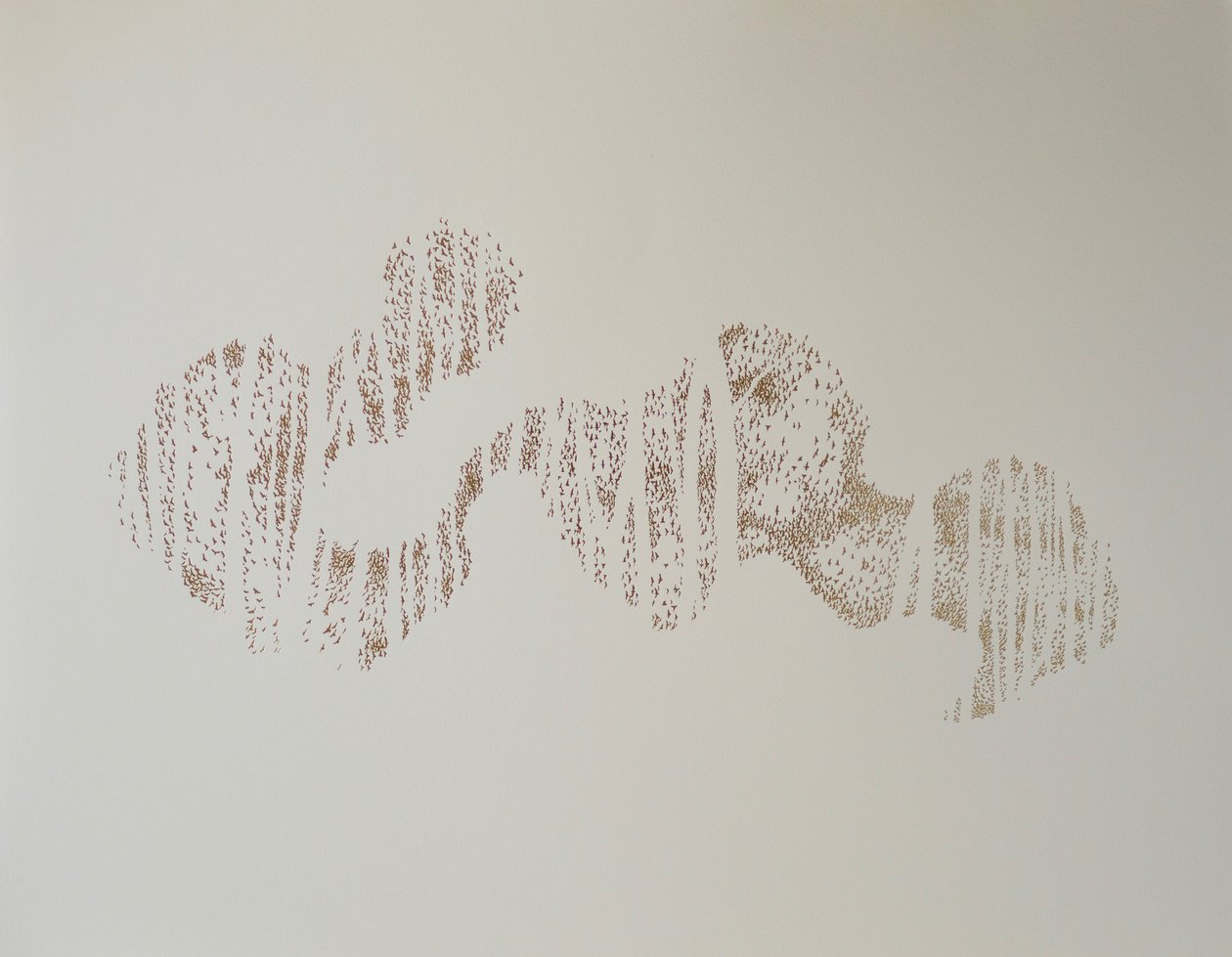 Murmuring of trees, 2017, varmstemplet bladrulle på papir af angus hampel