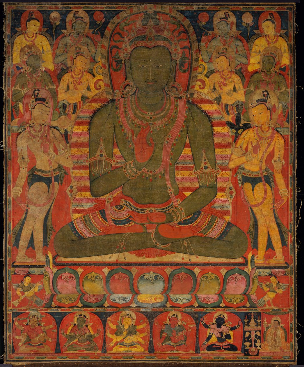 Buddha Amoghasiddhi med otte bodhisattvaer af anonymous 
