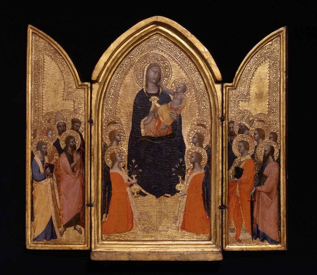 Madonna og barn med helgener (Sterbini-triptyken) af anonymous 