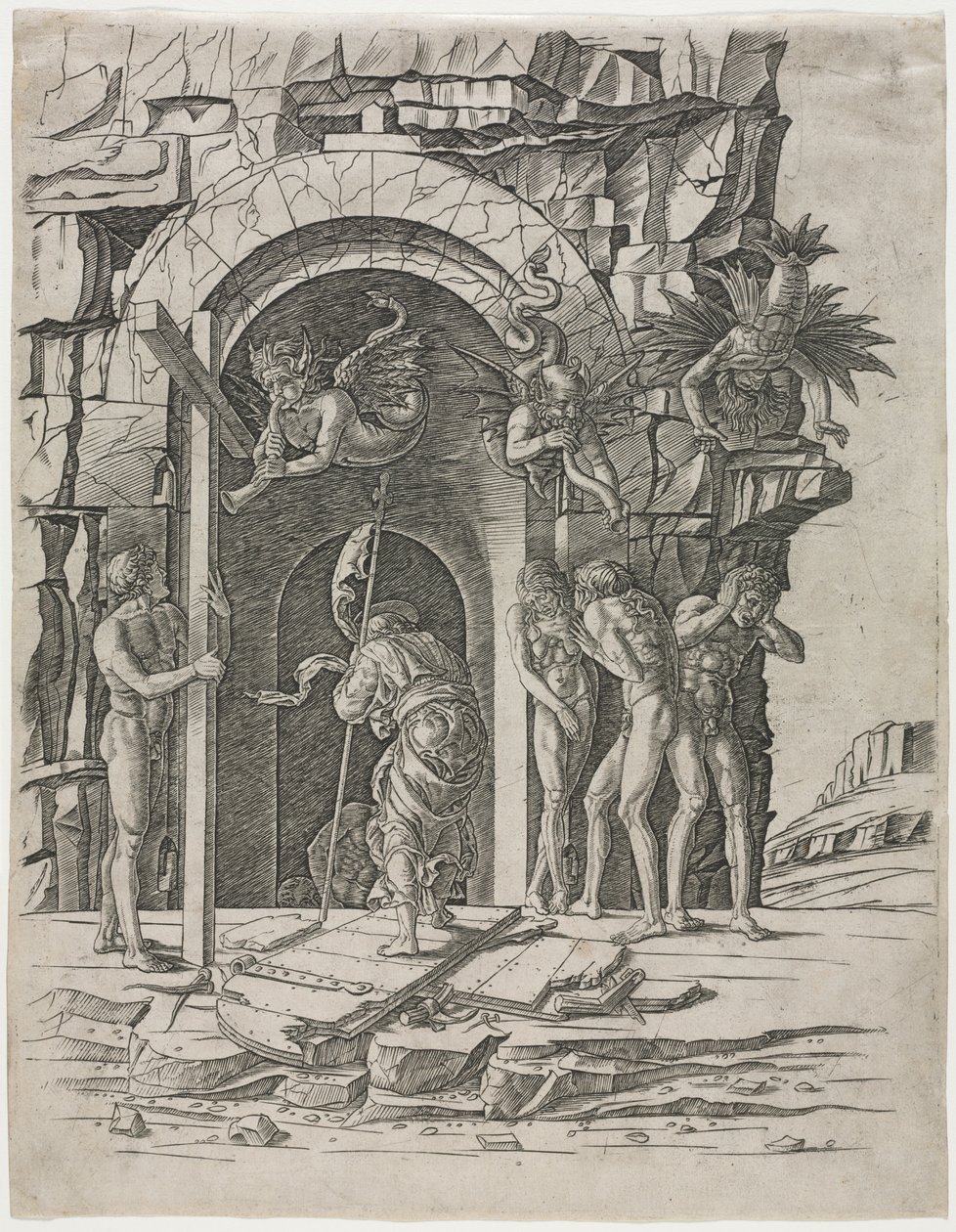 Nedstigning i Limbo af attributed to Andrea Mantegna