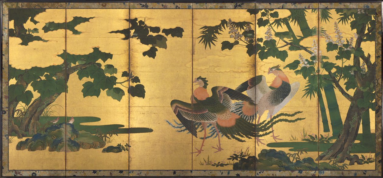 Phoenixes og Paulownia af attributed to Tosa Mitsuyoshi