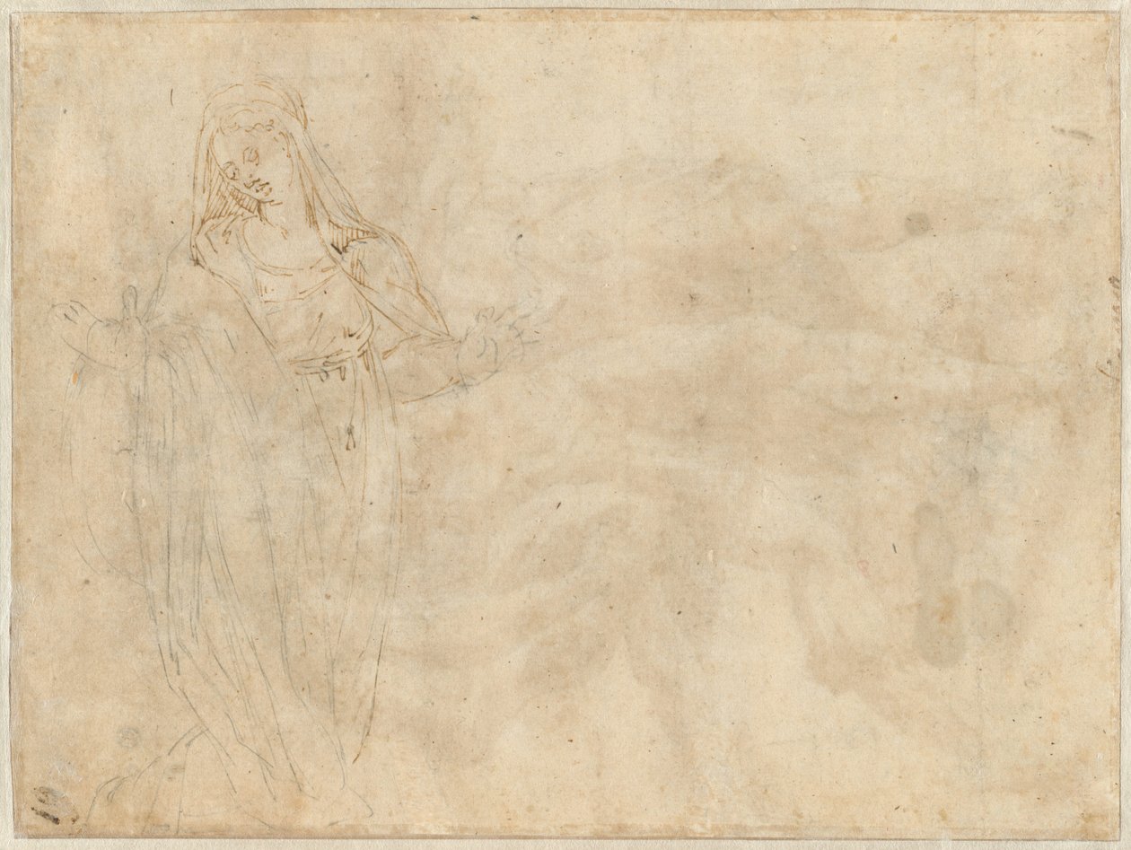 Knælende kvinde [verso] af called Bertoia Jacopo Zanguidi
