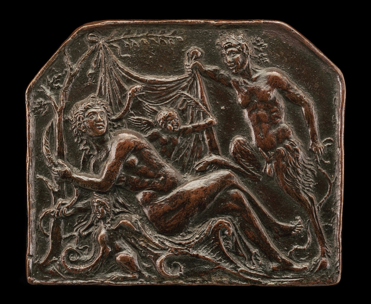 En Satyr, der afslører en nymfe af called Riccio Andrea Briosco