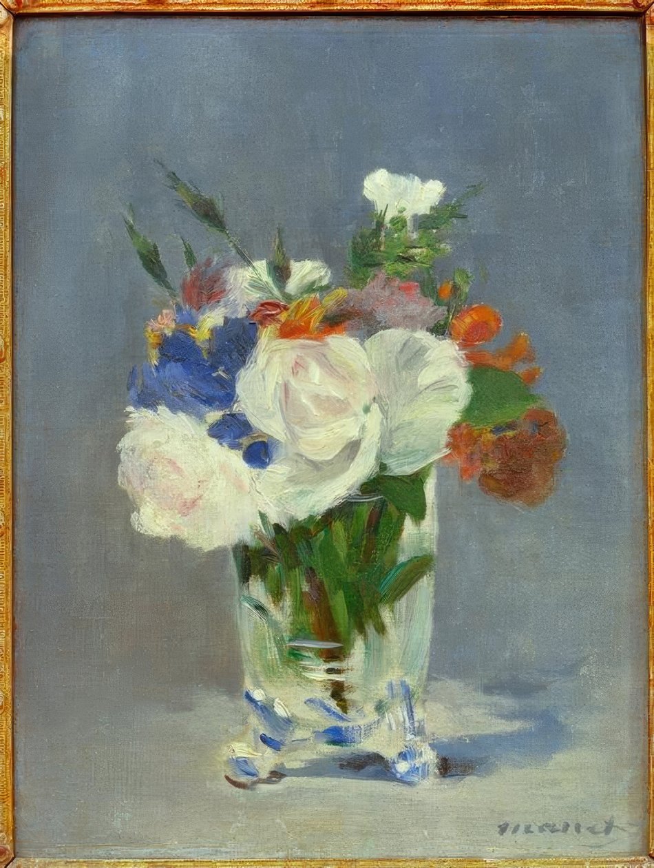 Blomster i en krystalvase af Édouard Manet