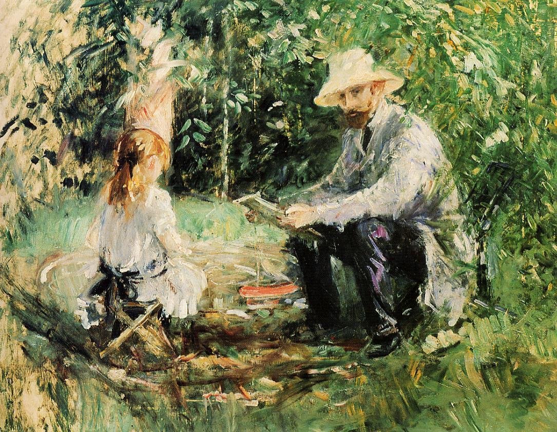 Eugène Manet og hans datter i haven af Édouard Manet