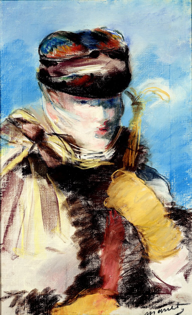 Mery Laurent i et slør (pastel, gouache og olie) af Édouard Manet