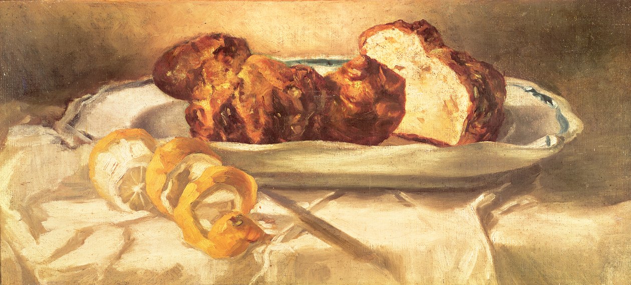 Stilleben med briocher og citron, 1873 af Édouard Manet