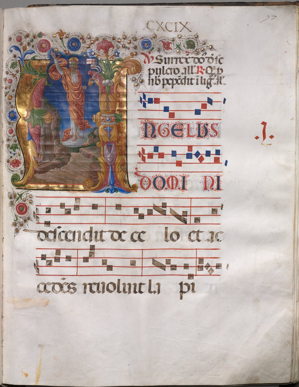 Antiphonary: Initial A, Opstandelse af follower of Girolamo da Cremona