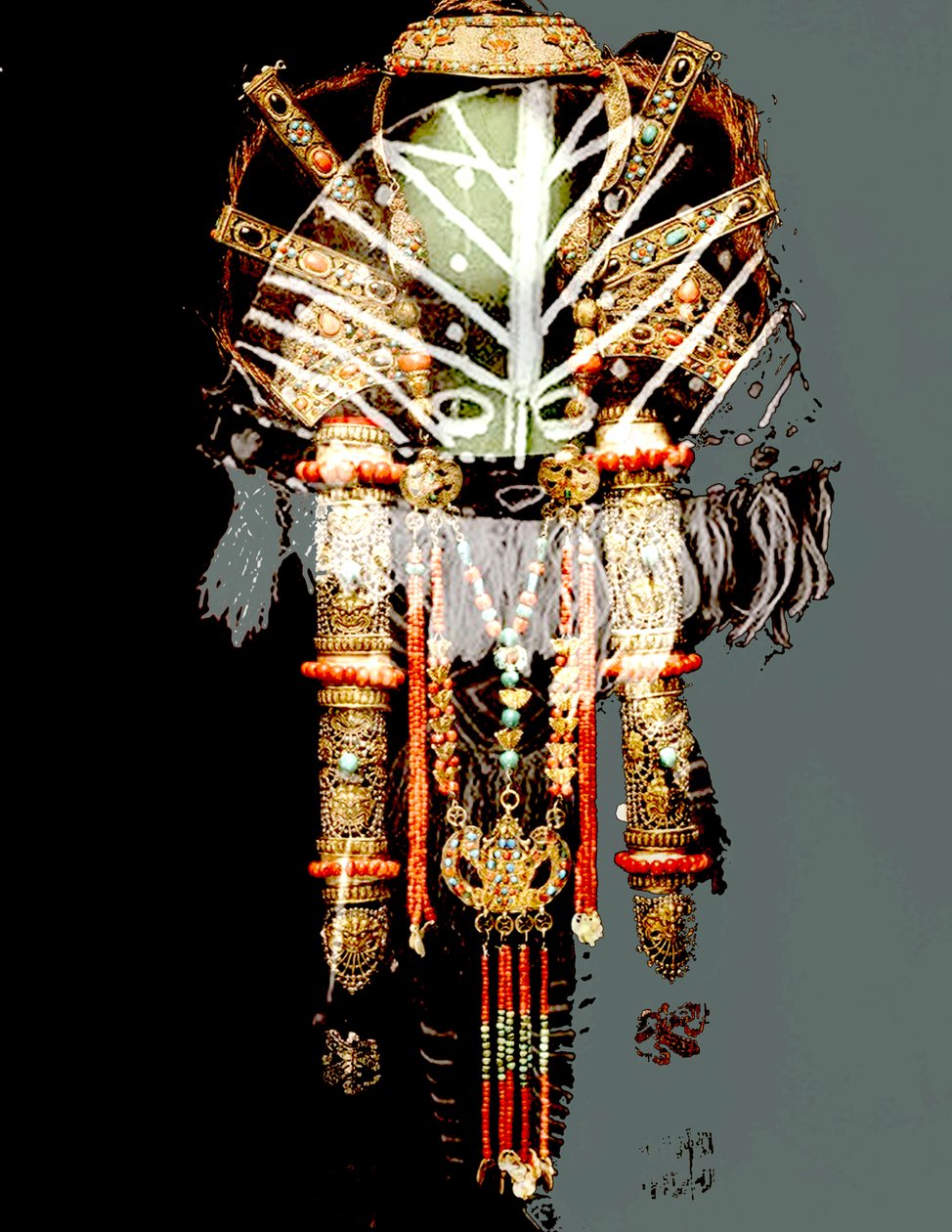 AFRIKAN MASKS COLLAGE, 2018 (blandede medier) af linda arthurs