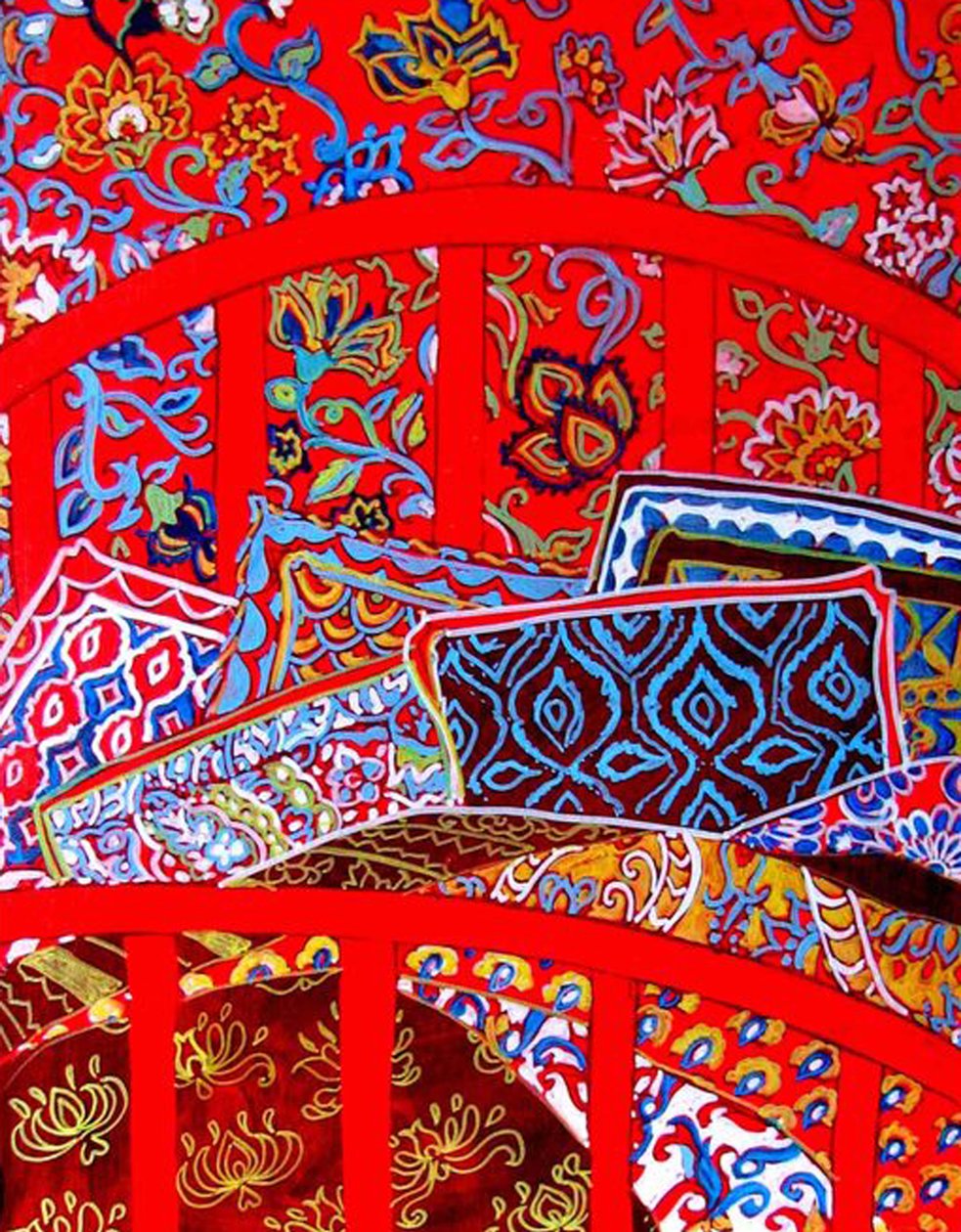 Bedtime with red, 2015 (i, akryl, olie) af linda arthurs