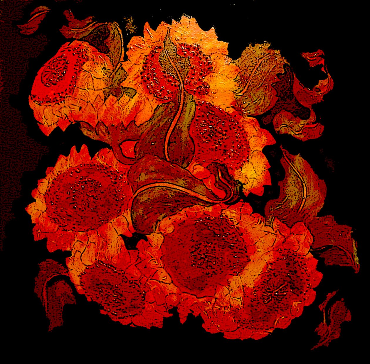 solsikker, 2014 (blandede medier) af linda arthurs