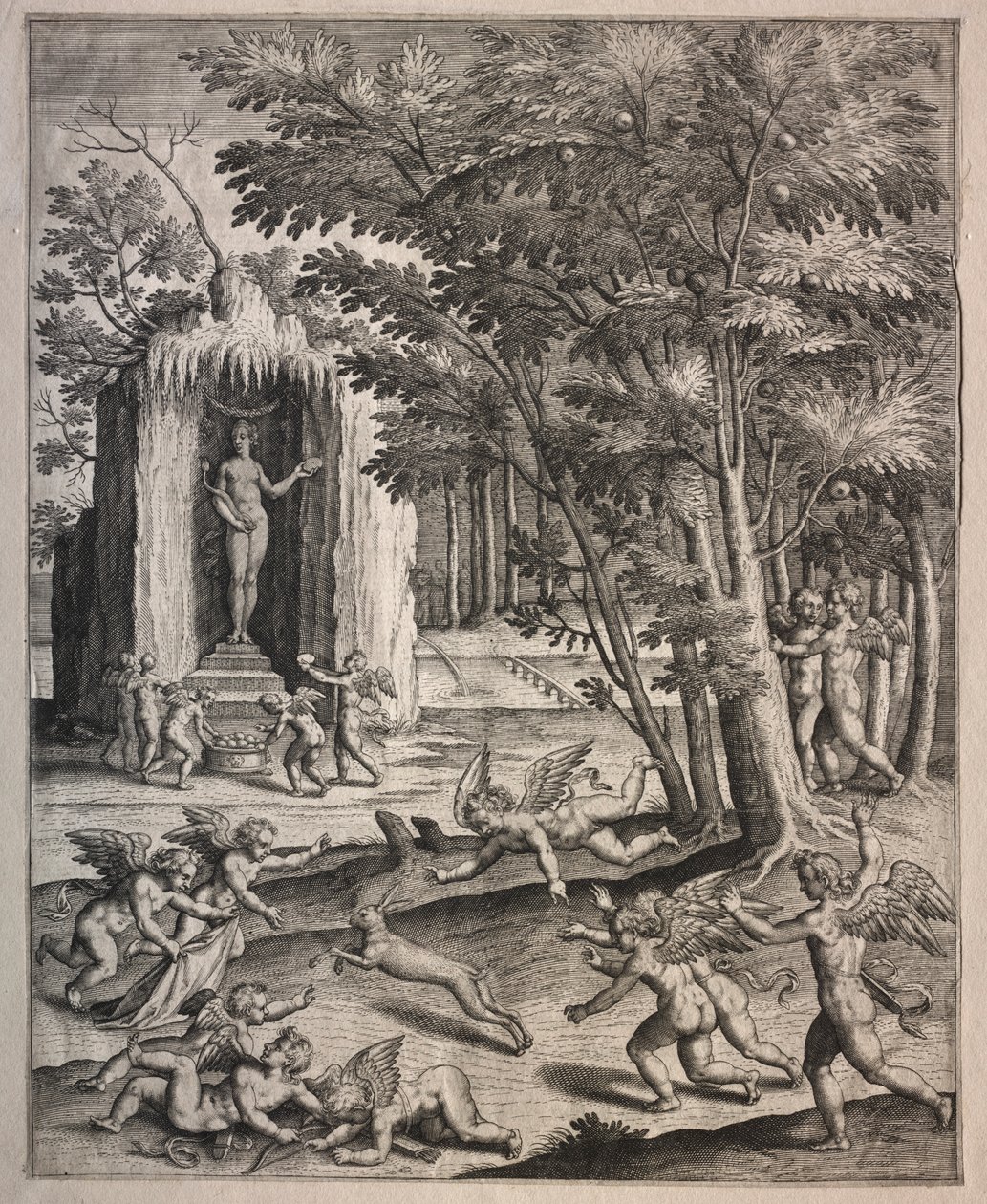 Amorer på leg af possibly by Hieronymus Wierix
