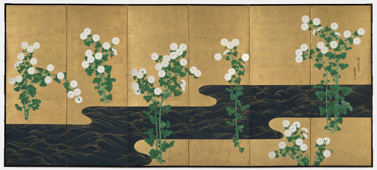 Krysantemum ved en Strøm af possibly by Ogata Kōrin