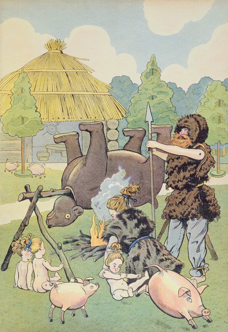 En gallisk familie laver en bjørn, illustration fra 