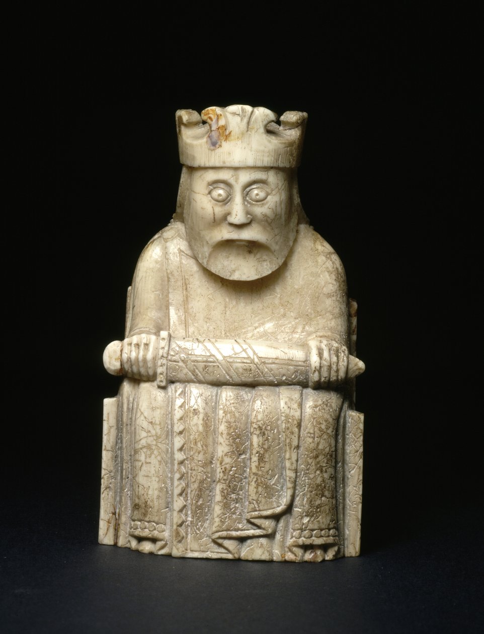 Lewis Chesspiece - King (hvalros elfenben) af school Scandinavian