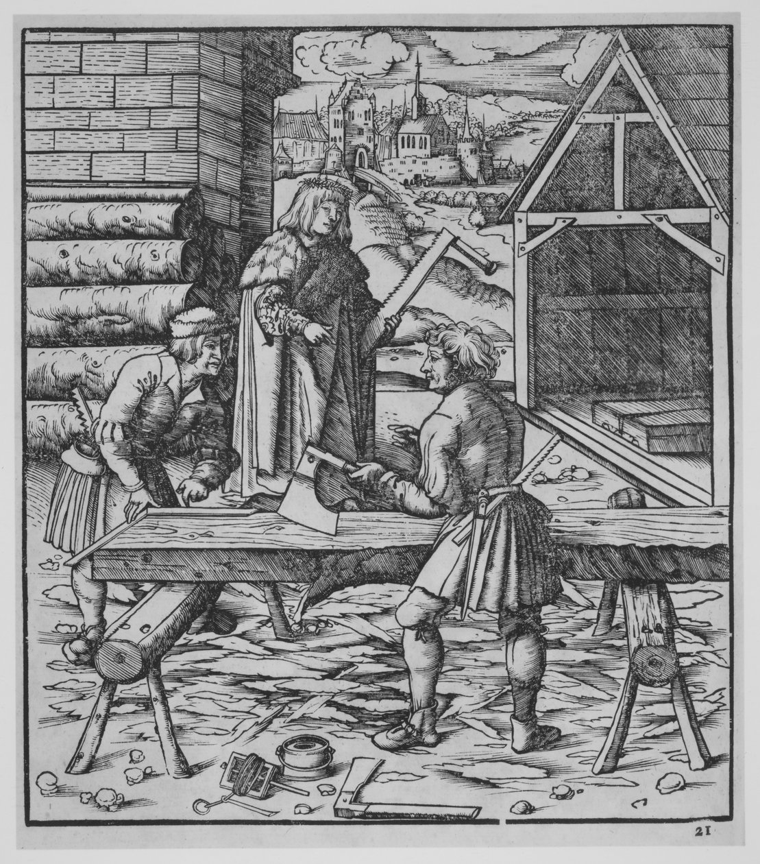 Tømrere, ca.1500. af the Elder Hans Burgkmair