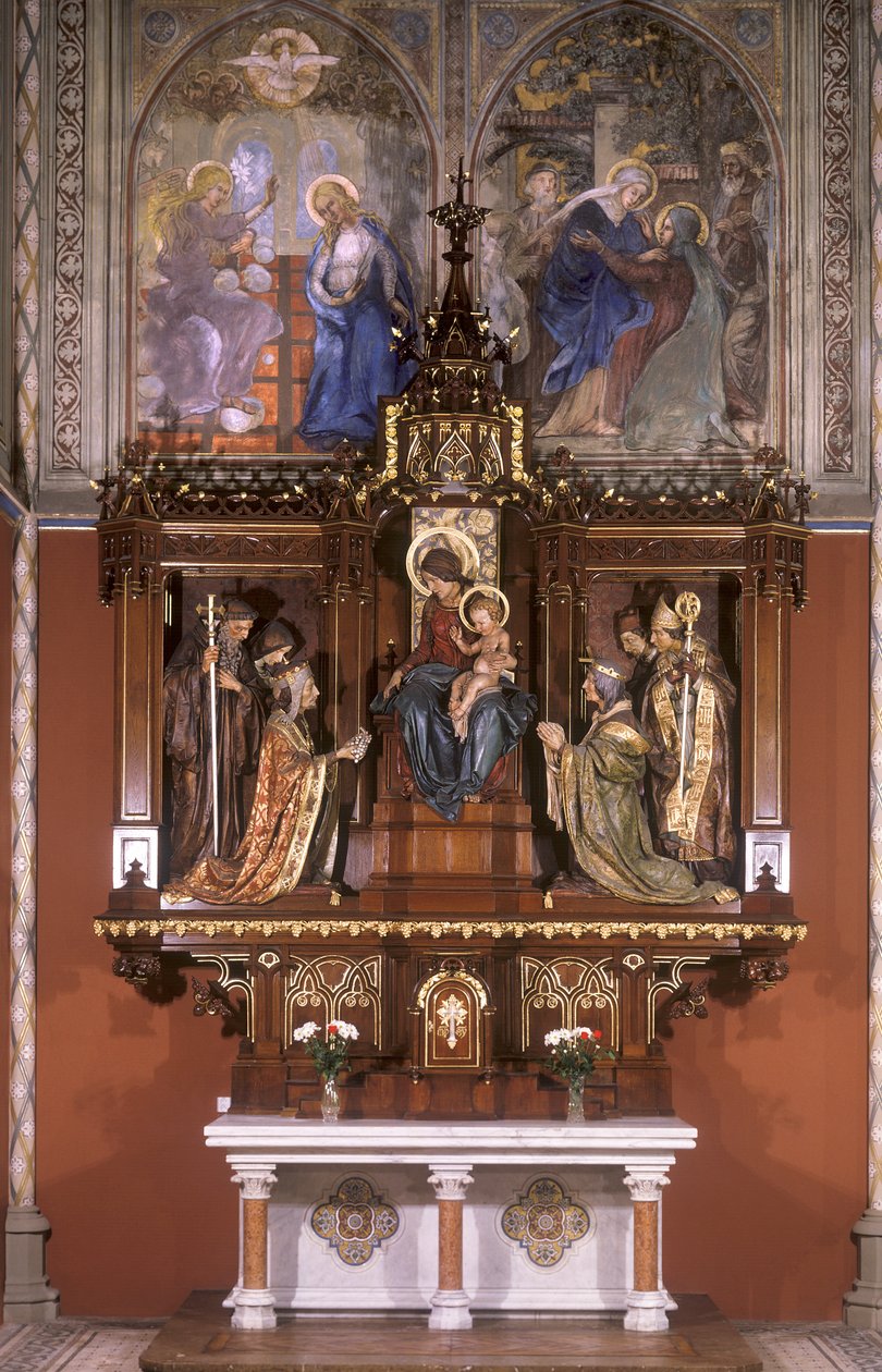 Sidealtar af Vor Frue med statuer af de bøhmiske skytshelgener, 1922 (malet træ) af Štpán Zálešák