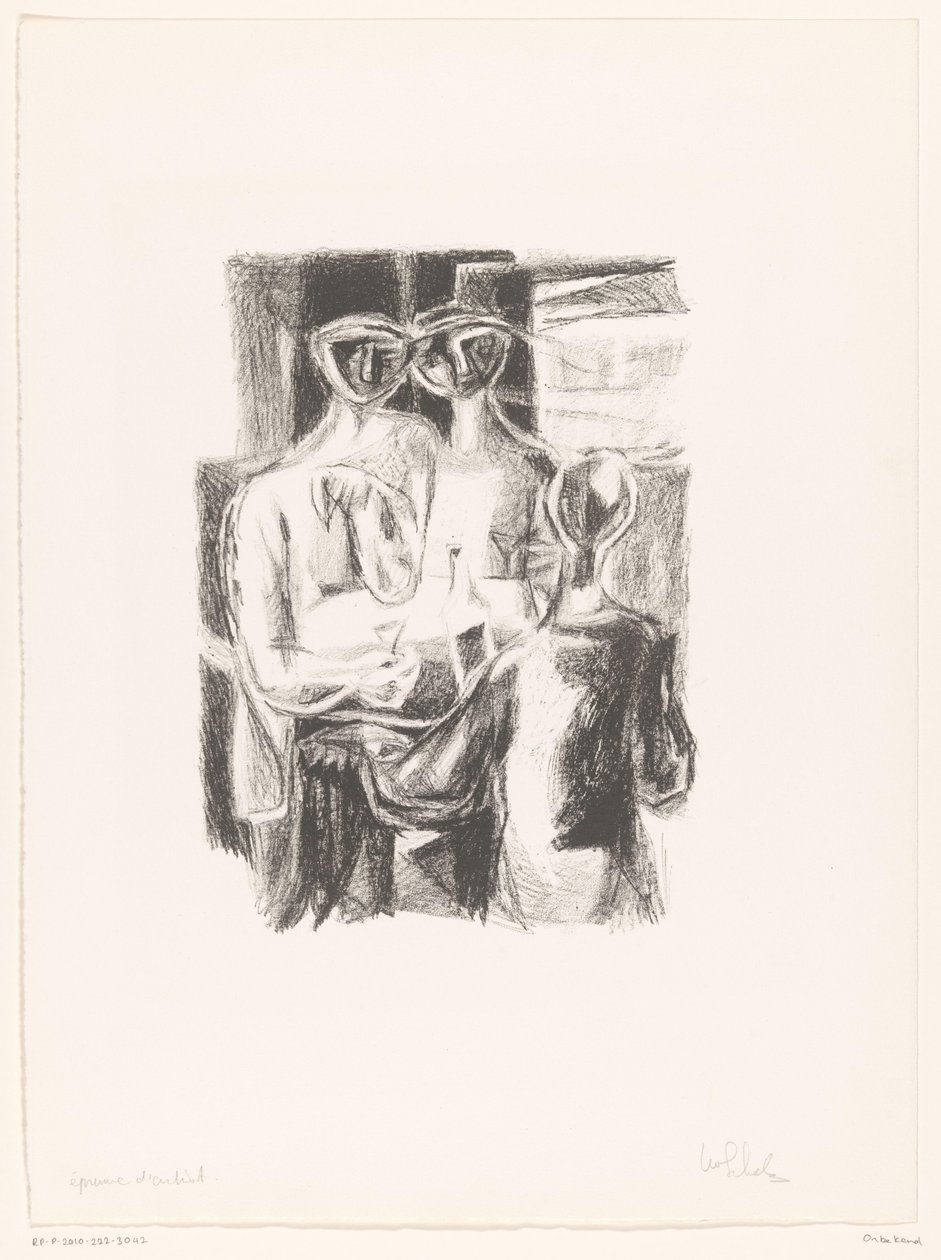 Sæt ved bordet af unknown (signed by artist)