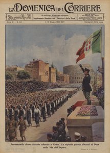Halvfjerds tusinde fascistiske kvinder samledes i Rom