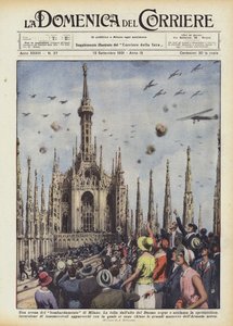 En scene fra bombningen af ​​Milano