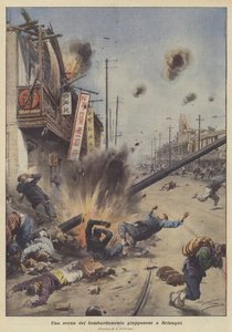 En scene fra det japanske bombeangreb i Shanghai