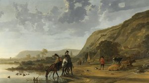 Flodlandskab med Ryttere, 1653-7