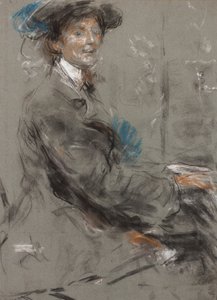 Dame Ethel Smyth (pastel på gråt papir)