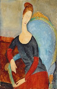 Mme Hebuterne i en blå stol, 1918